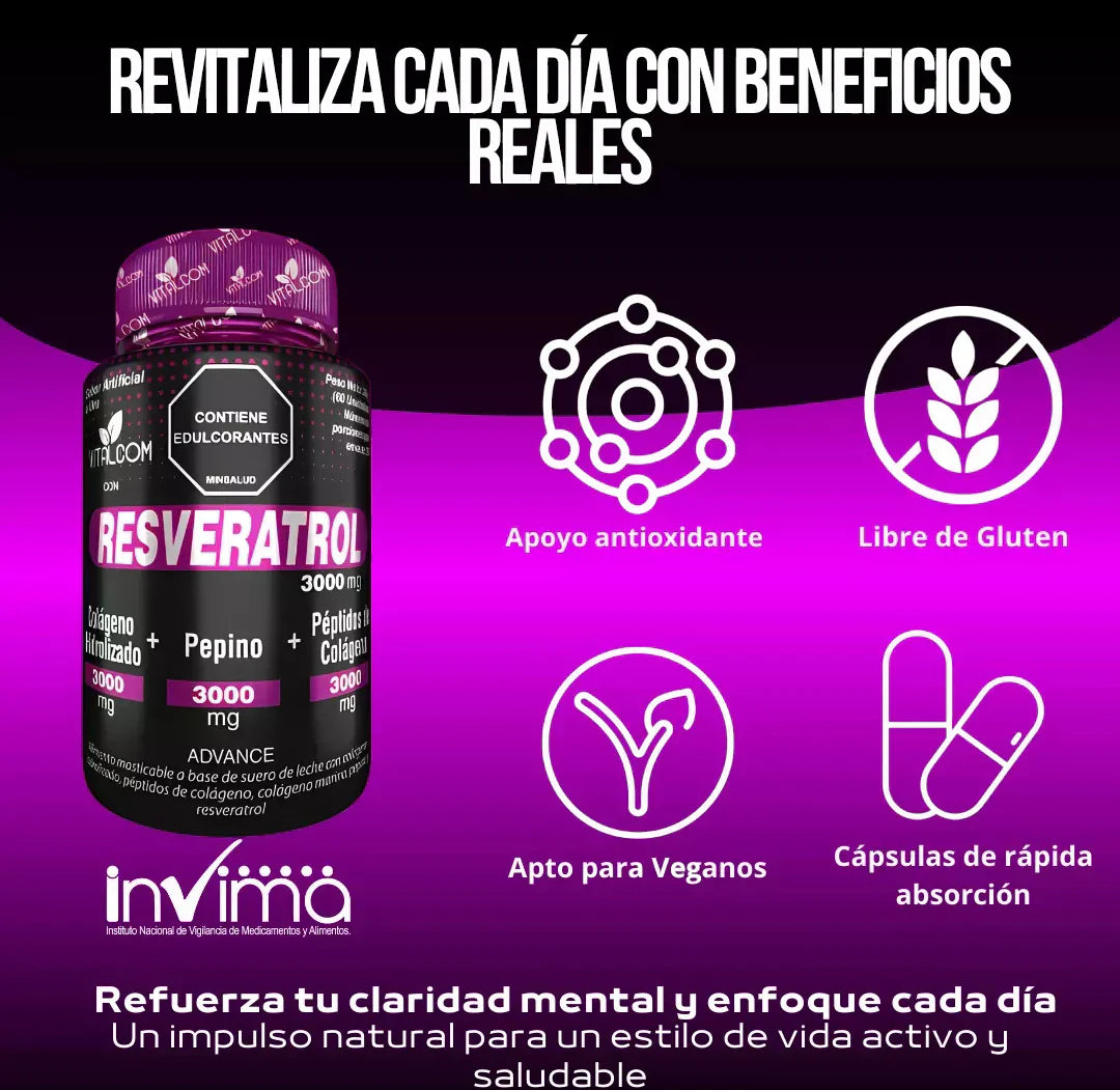 RESVERATROL FRASCO X 60 TBL MASTICABLES VITALCOM